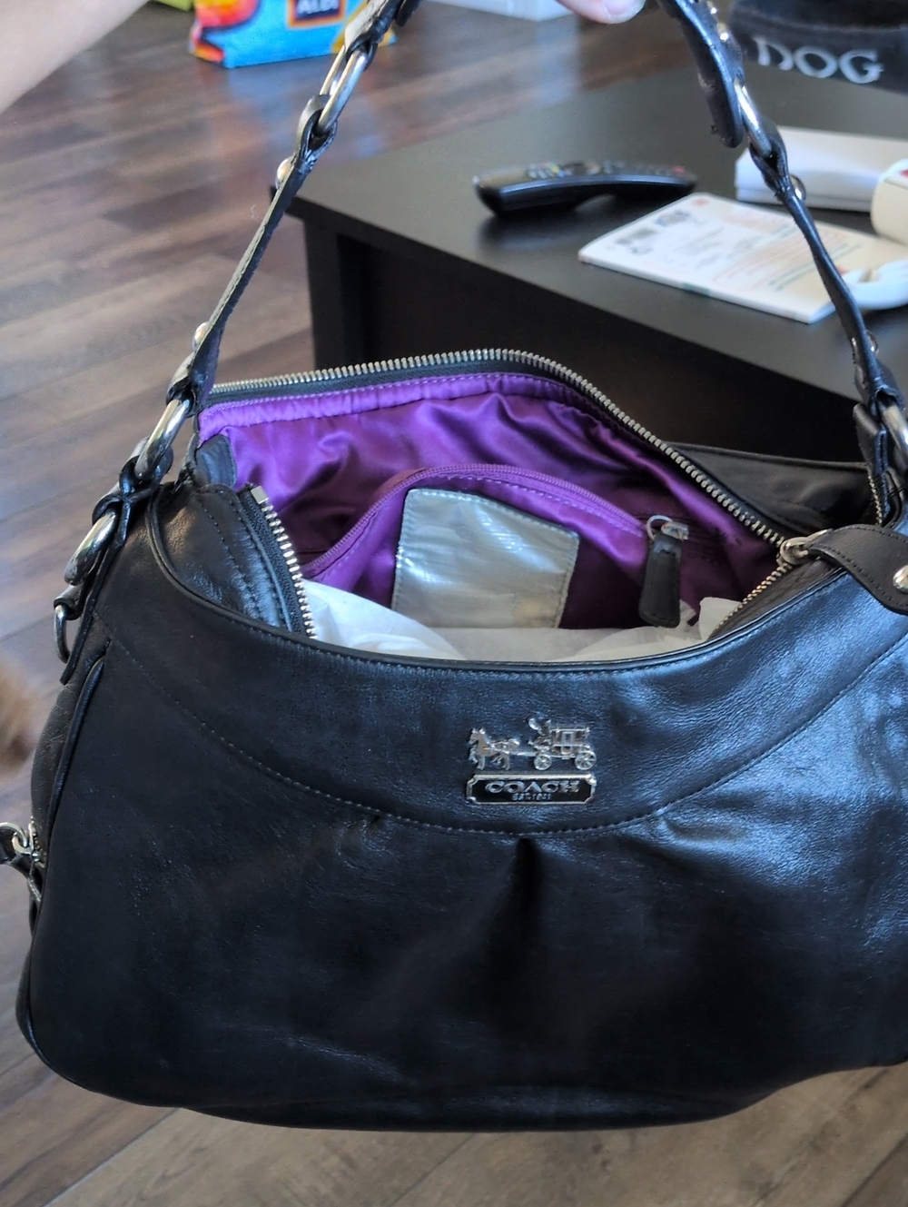 Coach Madison Convertible Hobo Bag - Purple Satin